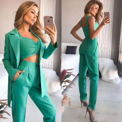 Classy Women Office Lady There Pieces Outfits-STYLEGOING