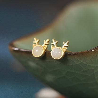 Lovery Deer Design Golden Plated Earring Stud