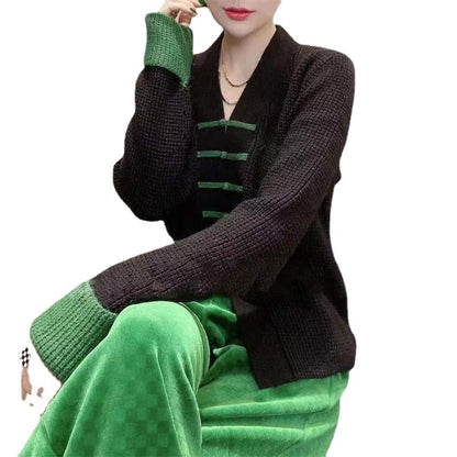 Vintage Knot Button Design Knitting Sweaters for Women