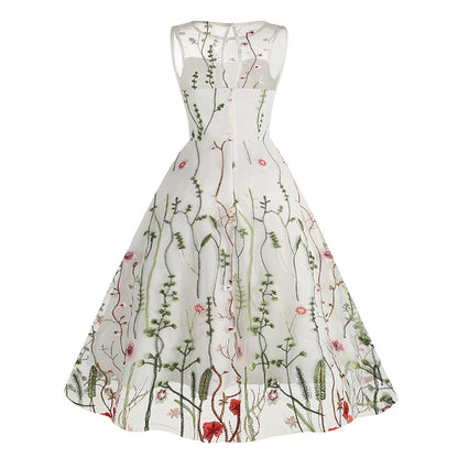Vintage Sleeveless Embroidery Dresses