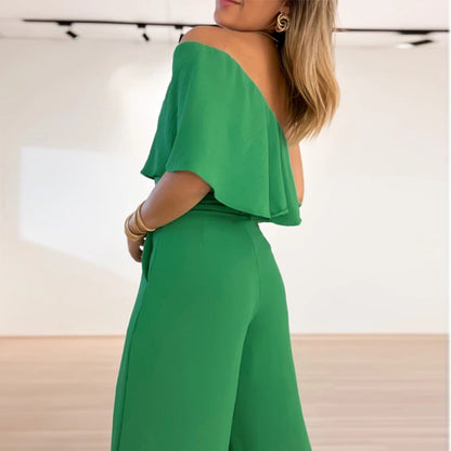 Women Ruffled Design Two Pieces Suits
