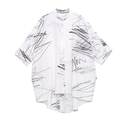 Casual Graffiti Irregular Summer Women Shirts