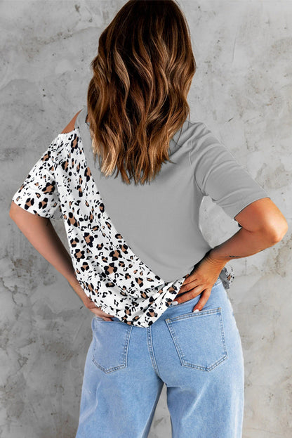 Casual Leopard Print Short Sleeves T Shirts for Women