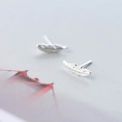 Feather Design Sterling Silver Studs for Women