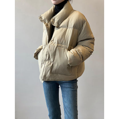 Winter Stand Collar Warm Cotton Short Coats for Women
