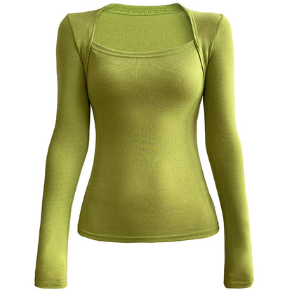 Women Sexy Square Neckline Long Sleeves T Shirts