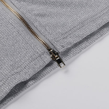 Sexy Zipper Women Fall Short Tops