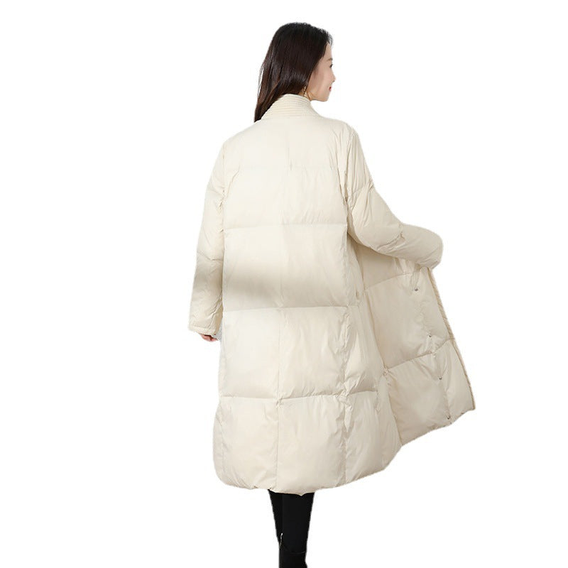 Leisure V Neck Winter Down Overcoats for Women