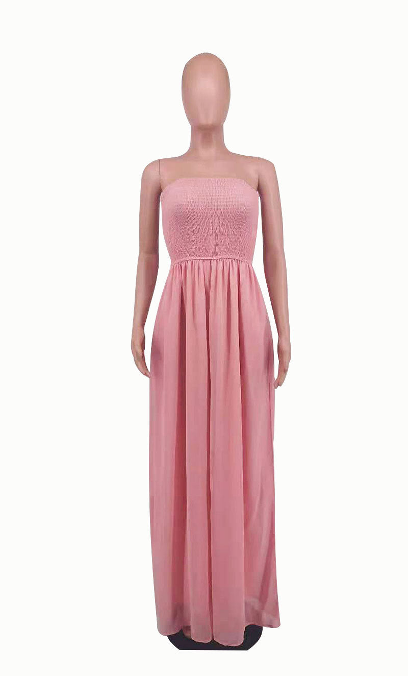 Sexy Strapless High Waist Chiffon Summer Jumpsuits