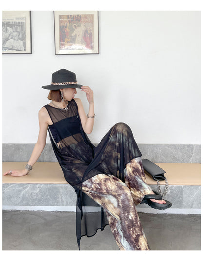 Black See Through Summer Sleeveless Vest Dresses