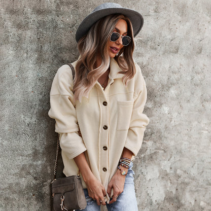 Casual Women Velvet Long Sleeves Overcoats