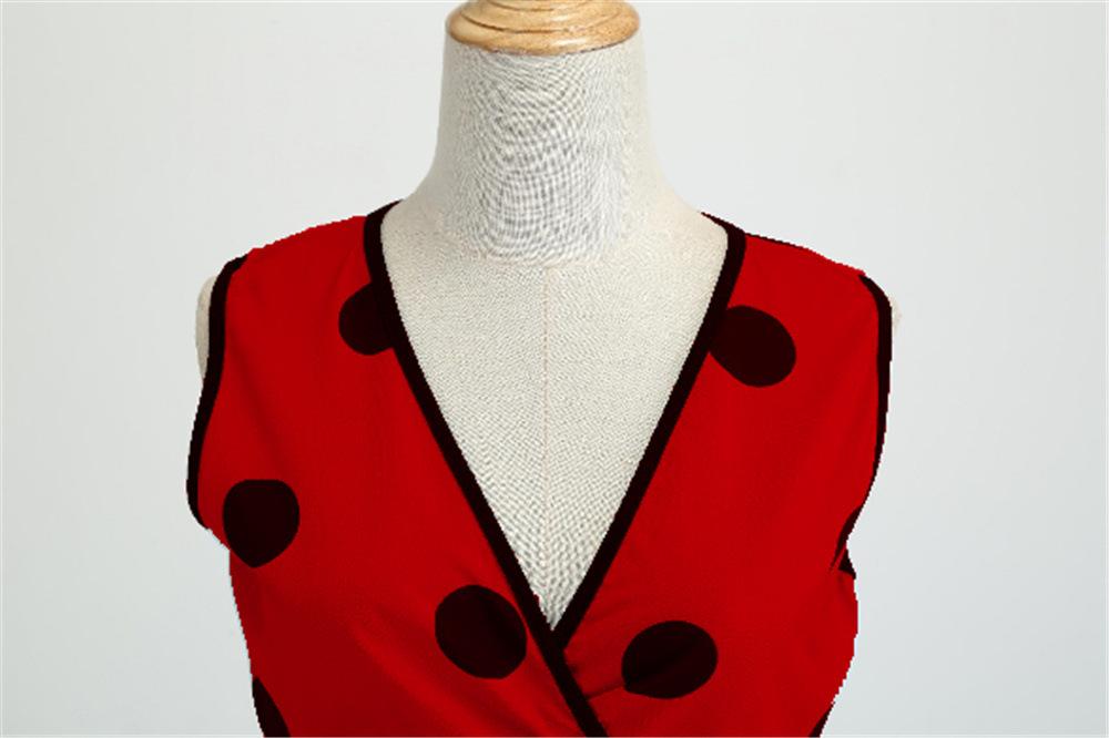 Casaul Sleeveless Dot Print Vintage Dresses-STYLEGOING
