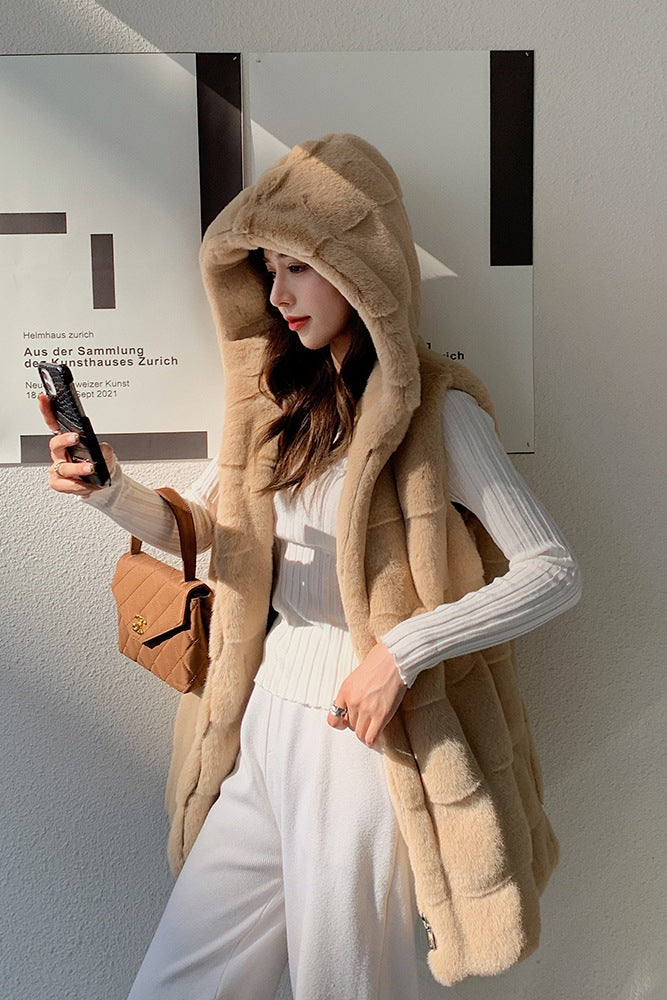Artificial Fur Sleeveless Vest Coats for Women