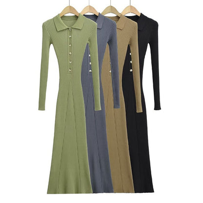 Sexy Polo Neckline Knitted Long Mermaid Dresses