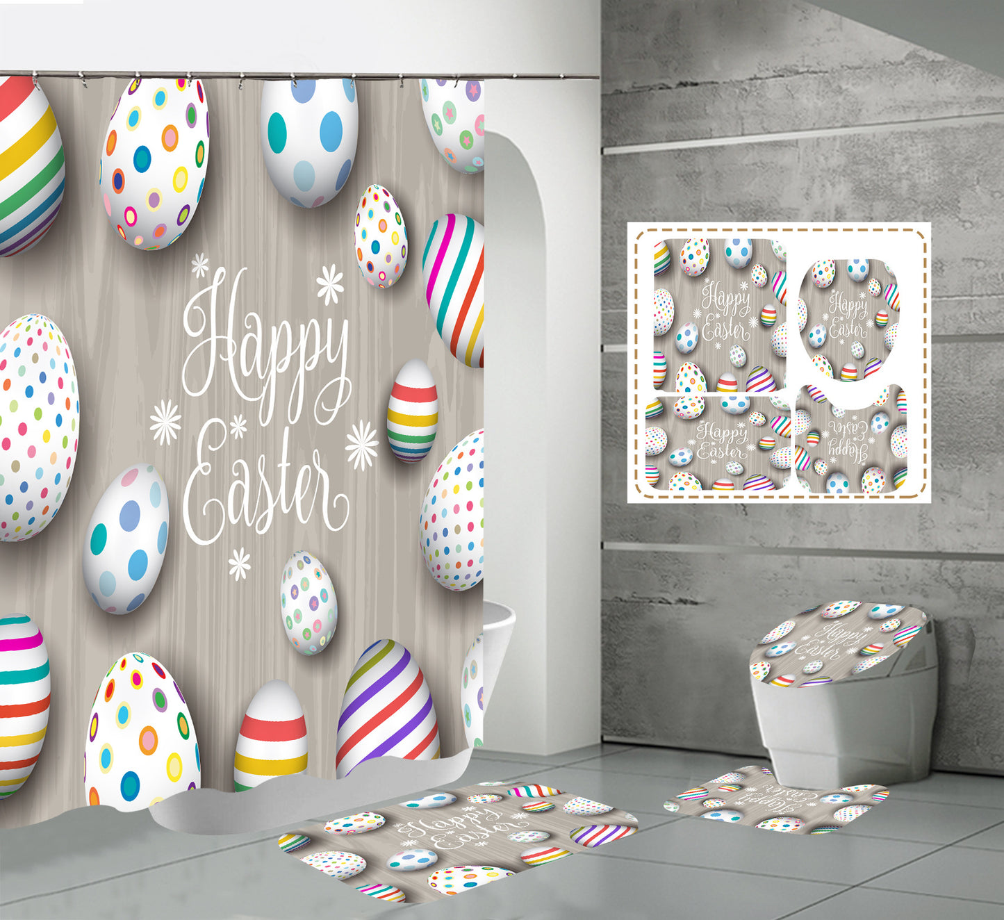 Happy Easter Day Shower Curtain Sets