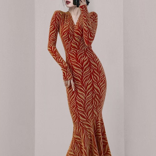 Luxury Elegant V Neck Long Mermaid Dresses
