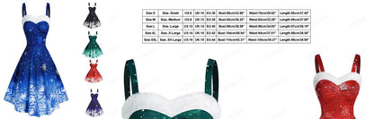 Merry Christmas Suspender Straps Snowflake Women Dresses