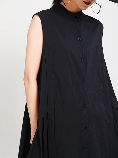 Casual Stand Collor Cotton Elegant Dresses