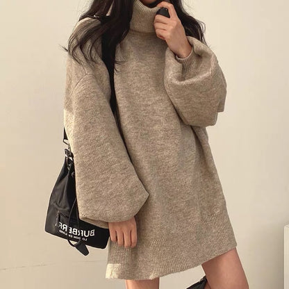 Turtleneck Knitting Long Pullover Sweaters for Women
