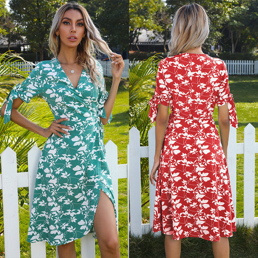 Casual Bowknot Summer Short Sleeves Dresses