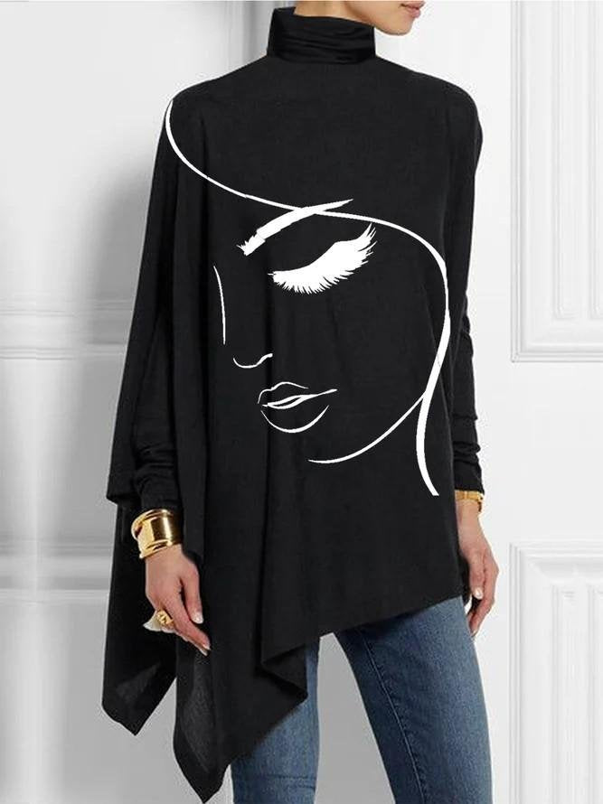 Elegant High Neck Women Long Sleeves T Shirts