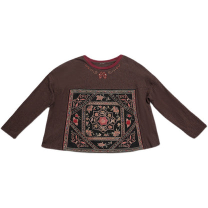 Vintage Urban Linen Embroidery T Shirts & Pants for Women