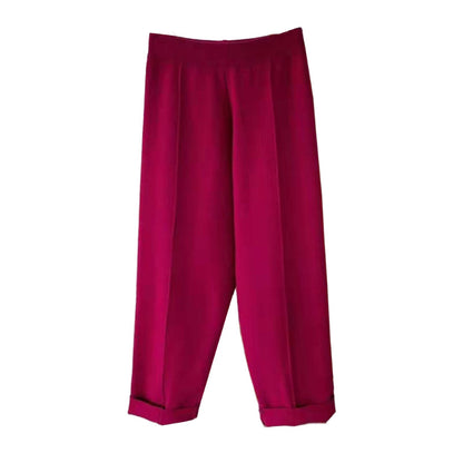 Casual High Waist Winter Knitting Harem Wide Legs Pants