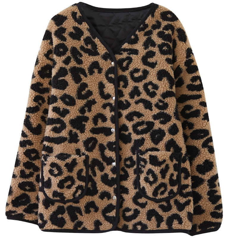 Fashion Leopard Artificial Fur Women Coats