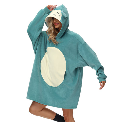 Rainbow Print Winter Warm Hoodies Wearable Sleepwear Blanket