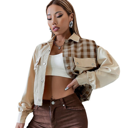 Casual Women Turover Collar Short Overcoat