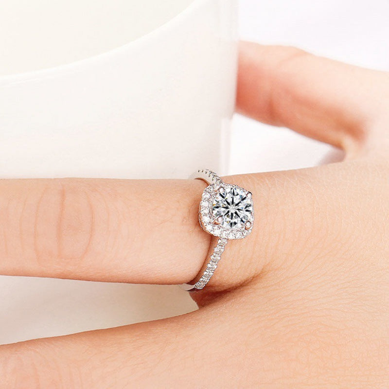 Fashion Square Shaped Sterling Sliver Rings for Women