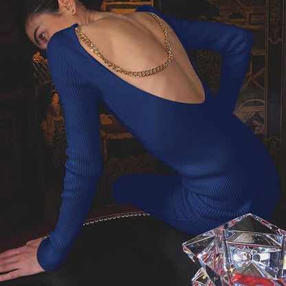 Sexy Backless Long Sleeves Fall Sheath Dresses