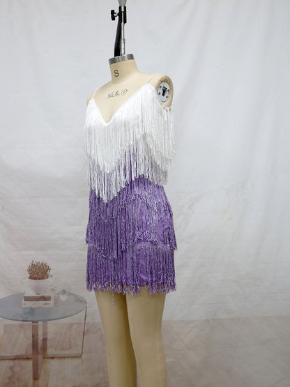 Sexy Tassels V Neck Party Dresses