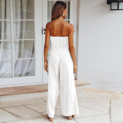 Summer Casual Strapless Backless Women Jumpsuits