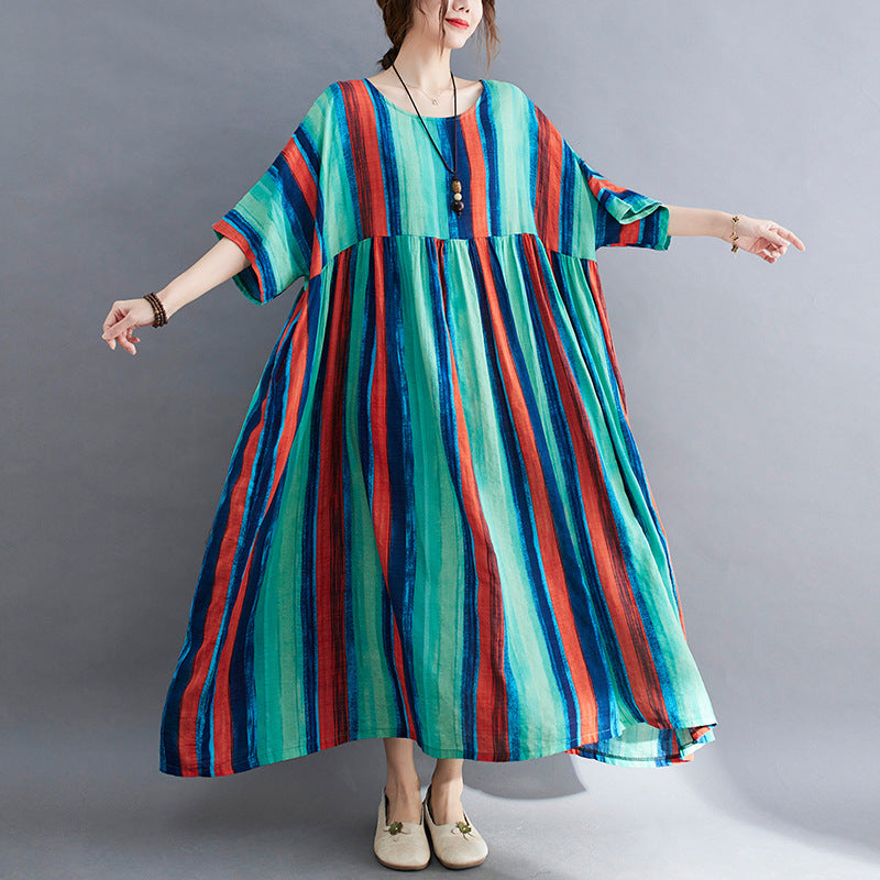 Summer Striped Women Long Cozy Dresses