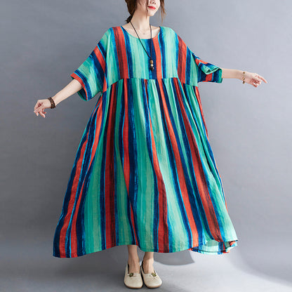 Summer Striped Women Long Cozy Dresses