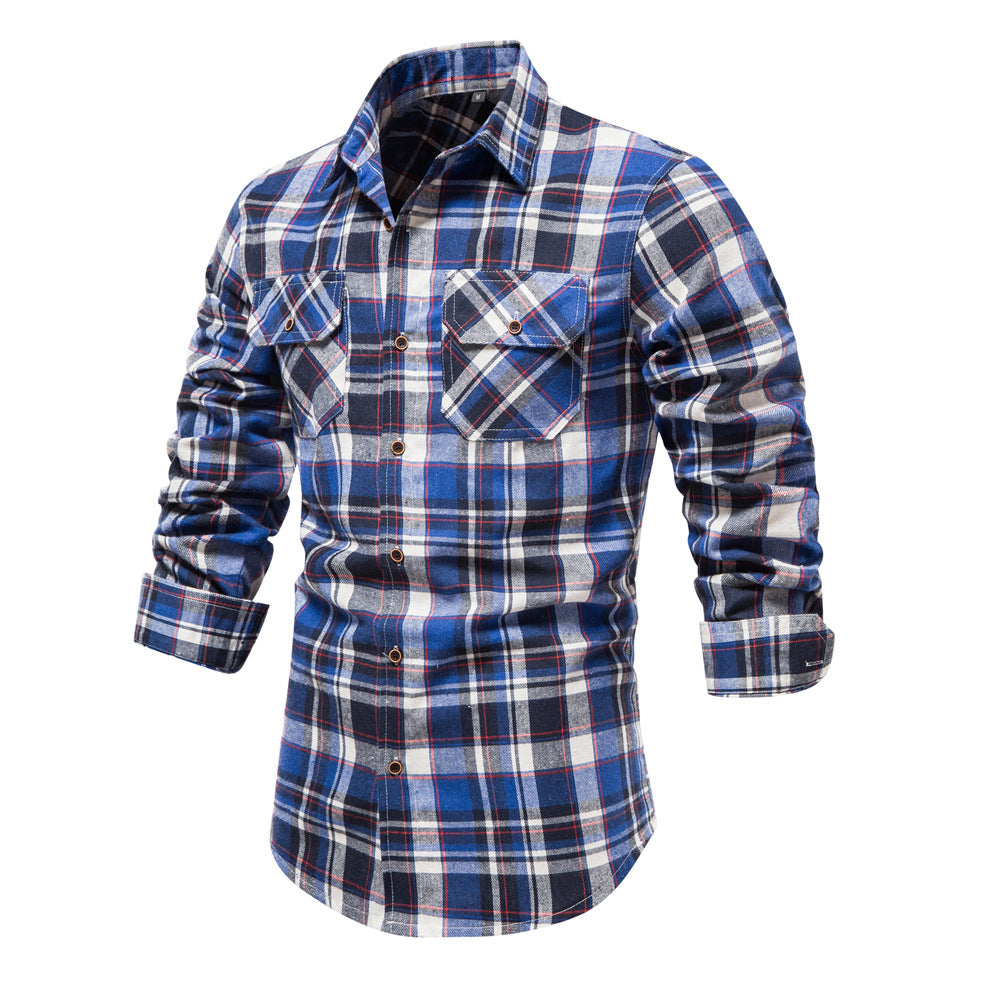 Fall Plaid Long Sleeves Shirts for Men