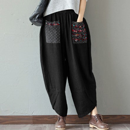 Vintage Linen Wide Legs Pants for Women