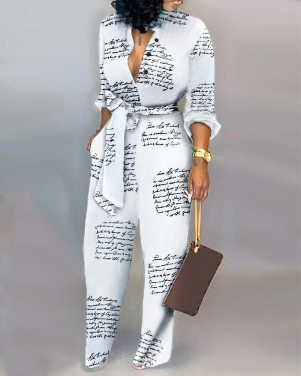 New Sexy Letter Print Women Jumpsuits-STYLEGOING