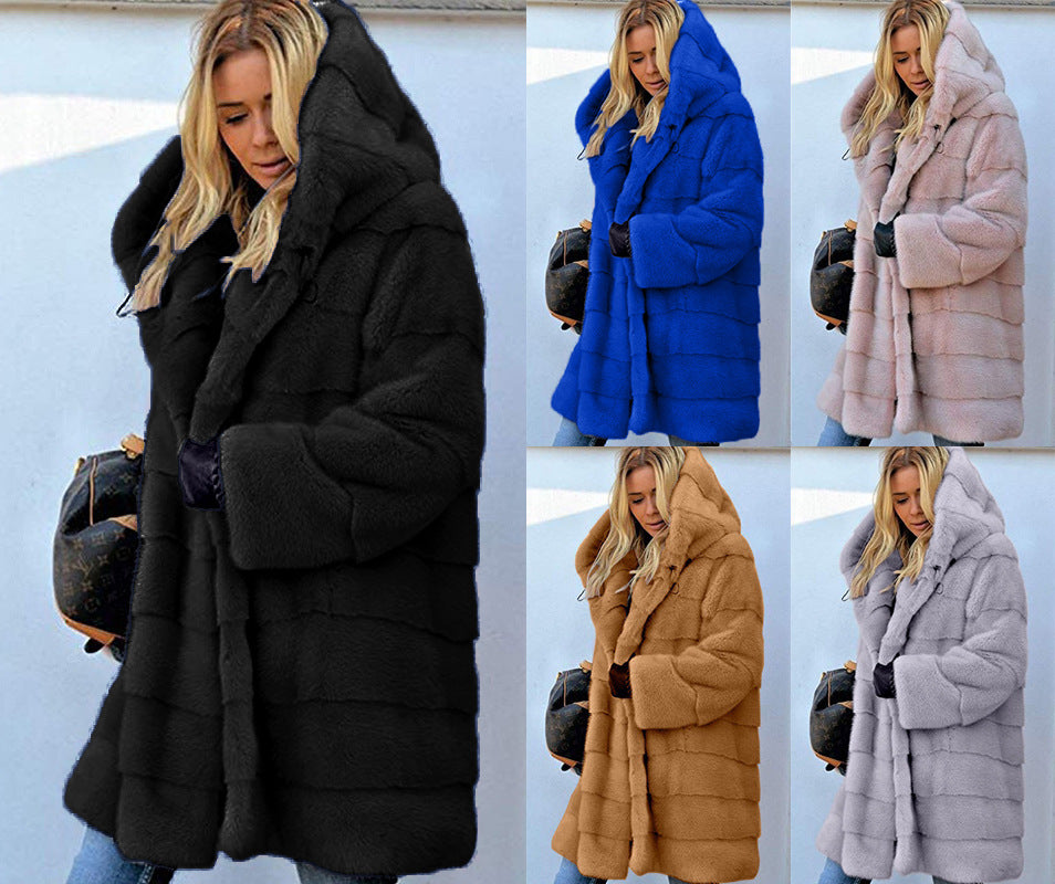 Women Artificial Fur Warm Winter Long Overcoats
