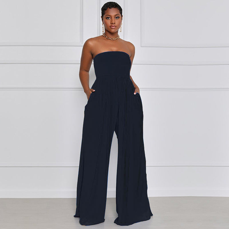 Sexy Strapless High Waist Chiffon Summer Jumpsuits
