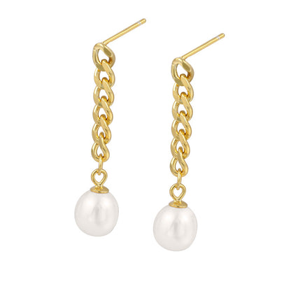 Fashion Sterling Silver Tassel Earring with Pearl E1335