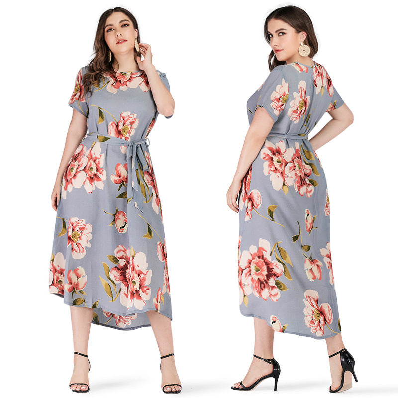 Women Short Sleeves Plus Sizes Long Dresses