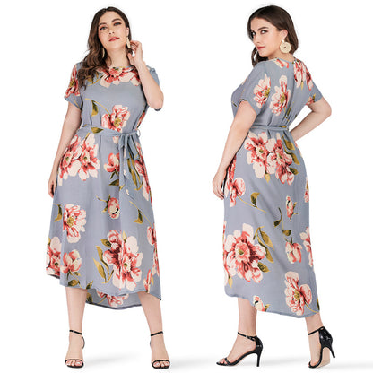 Women Short Sleeves Plus Sizes Long Dresses