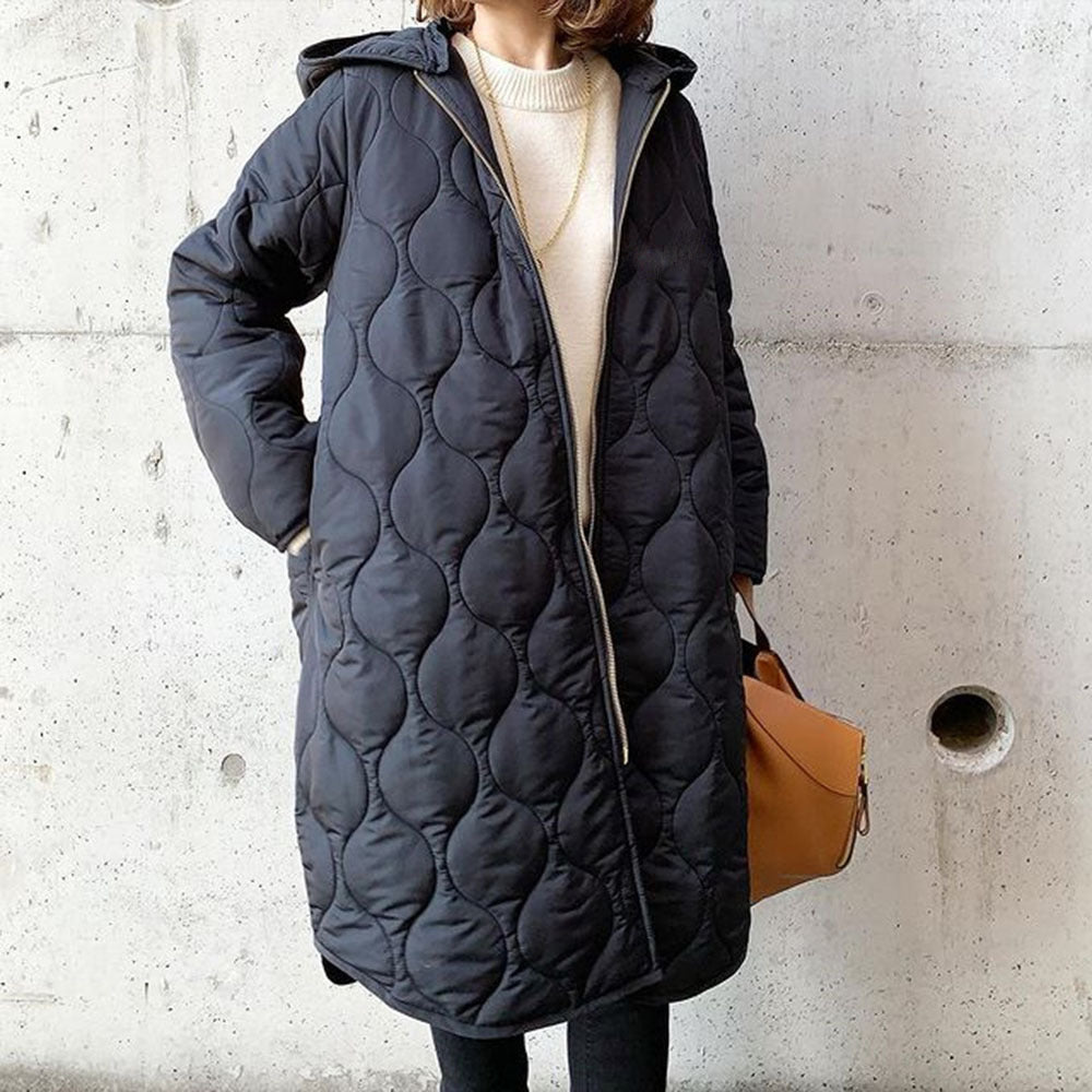 Black Rhombus Winter Overcoat for Women