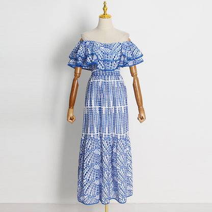 Sexy Off The Shoulder Ruffled Long Dresses