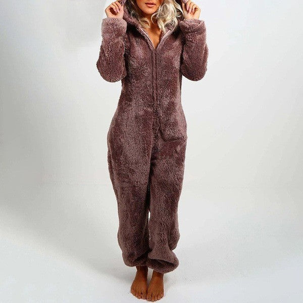 Plus Sizes Women Fleece Jumpsuits Sleepwear
