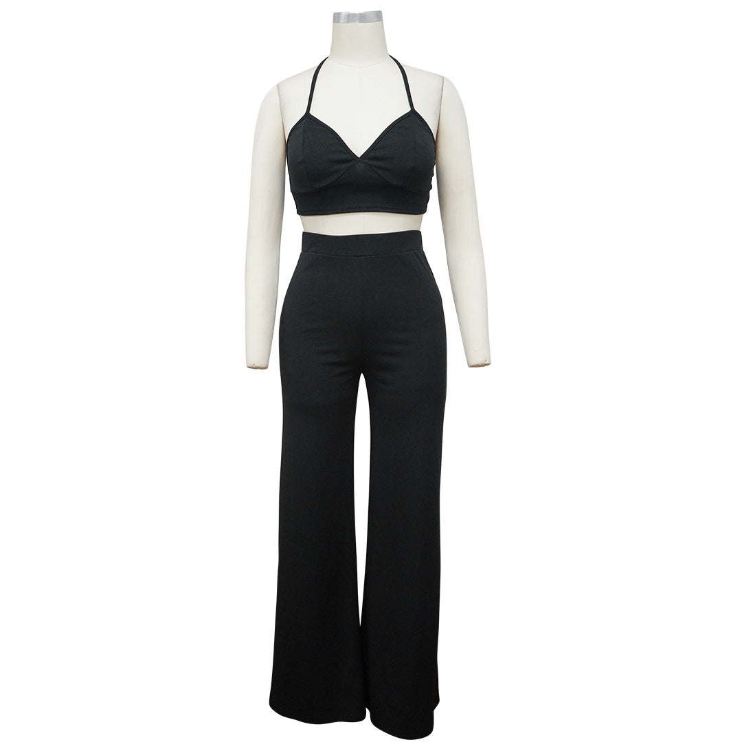 Sexy Top & Wide Legs Pants 3pcs Sets for Women