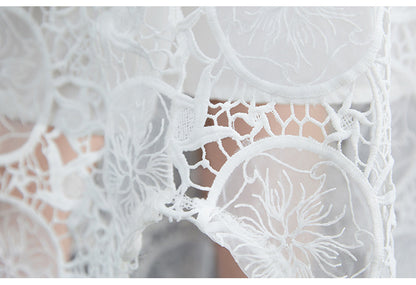 Vintage Lace Embroidery Sleeveless Two Pieces Dresses