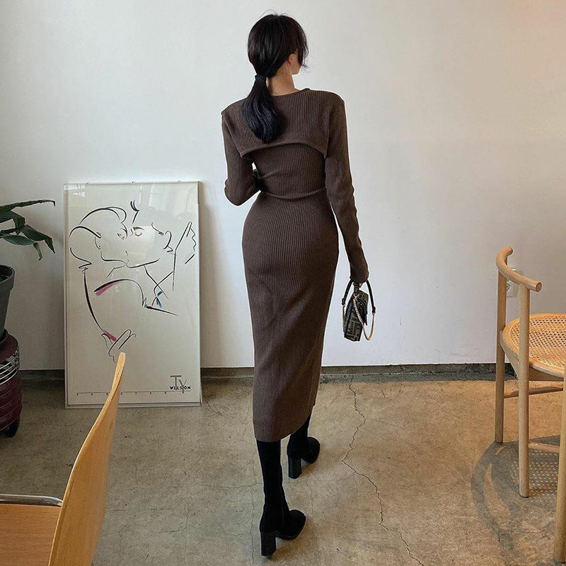 Sexy Women Knitting Cape and Slip Dresses Sets